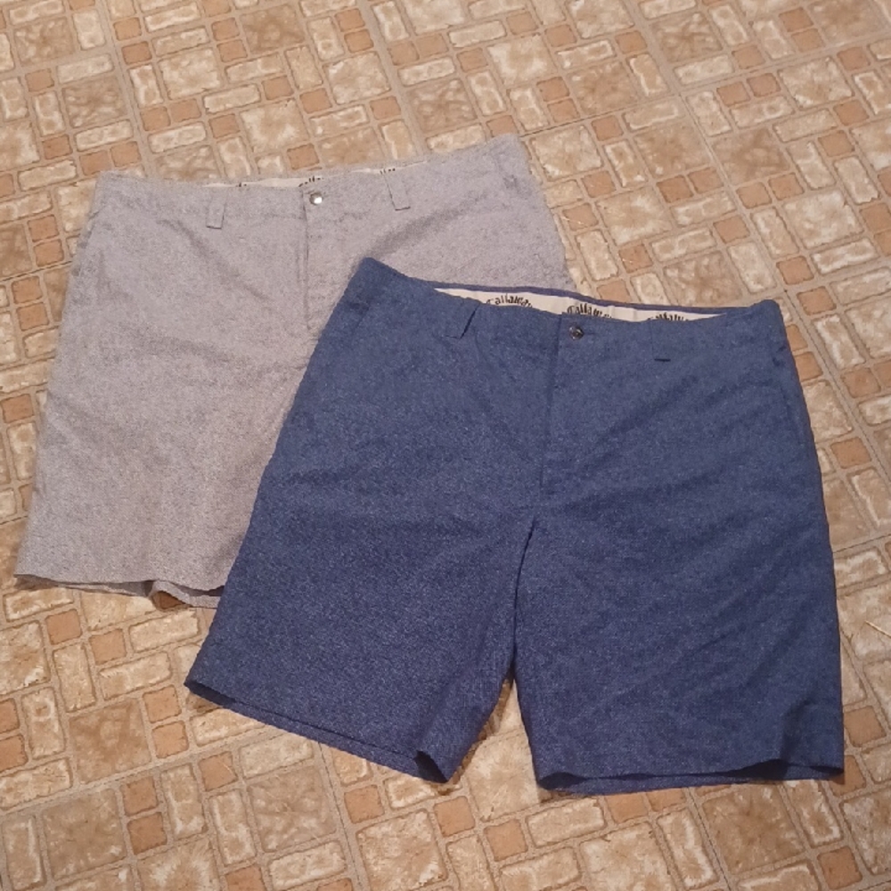 Callaway Men's Blue and Gray Flat Front Shorts Size 36 Quick Dry Fabric